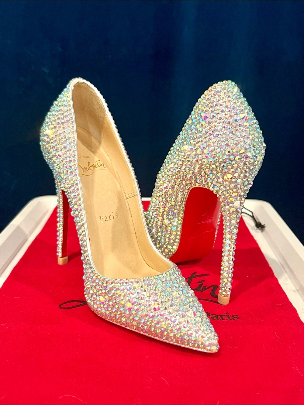 Christian Louboutin Swarovski Crystal Strass Silver Sparkle Heels So Kate 36 💎